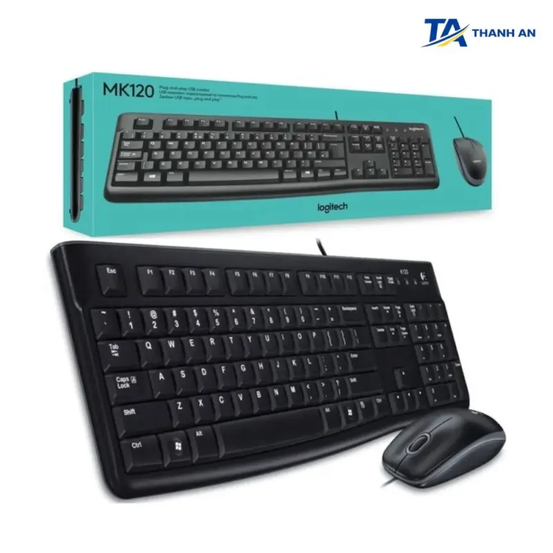 Bộ bàn phím và chuột có dây Logitech MK120 chính hãng (Chống tràn nước, Siêu bền) - Ảnh 2