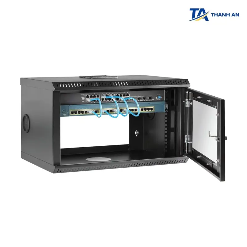 Tủ mạng Rack 19 inch 6U D400 Cửa Lưới Chính Hãng (Sơn Tĩnh Điện, Treo Tường, Kèm Khay) - Ảnh 2
