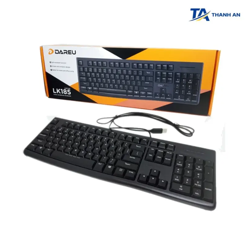 Bàn phím văn phòng DAREU LK185 Chính Hãng (Full-size 104 phím / Cổng USB / Phím bấm êm) - Ảnh 2
